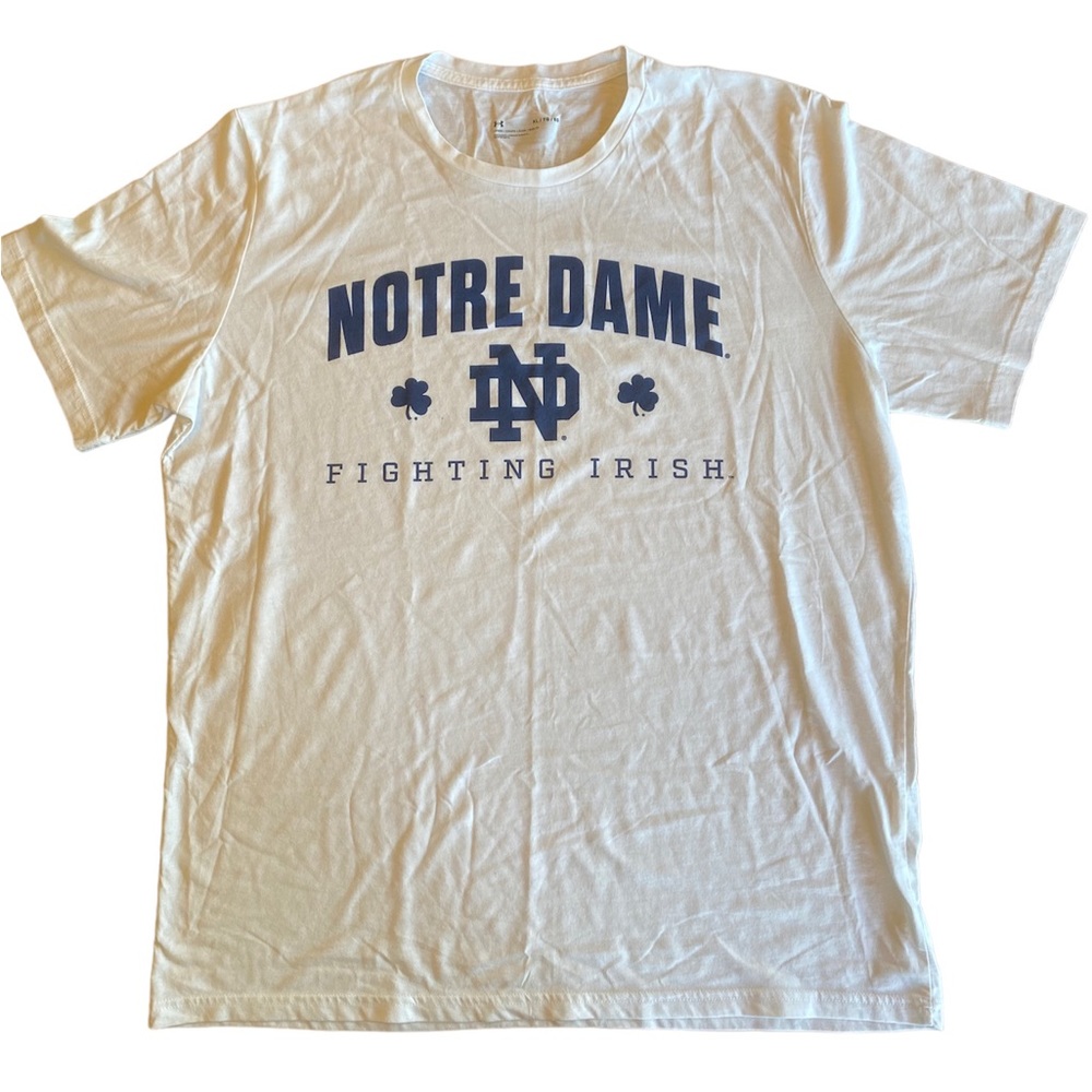 Under Armour Notre Dame Crew Neck short sleeve tshirt white XL loose fit